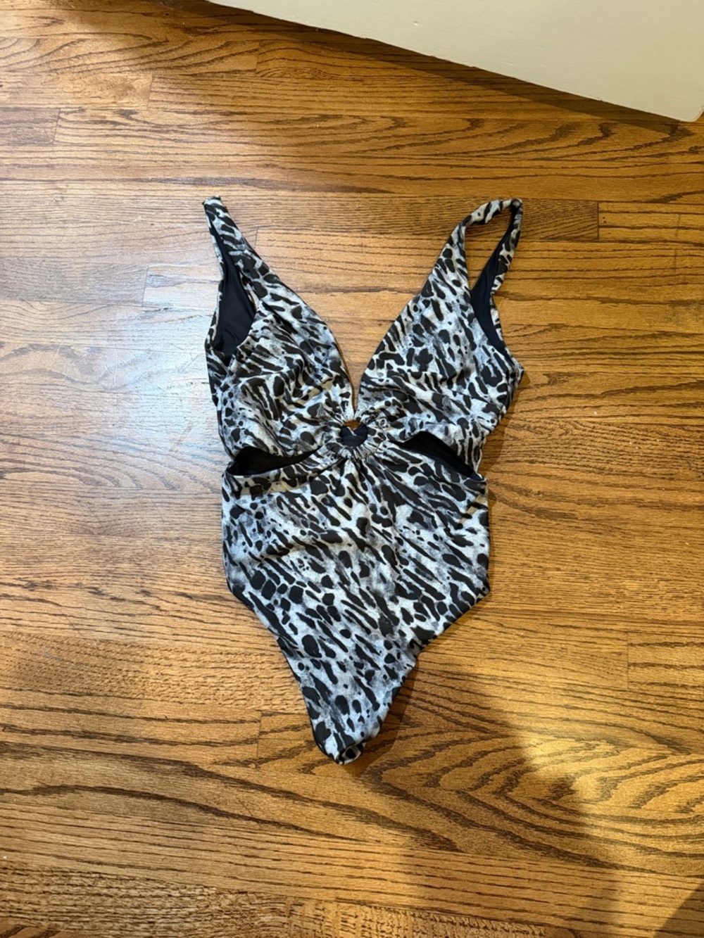 ALL SAINTS Leopard Print One-Piece Swimsuit - Black & Gray